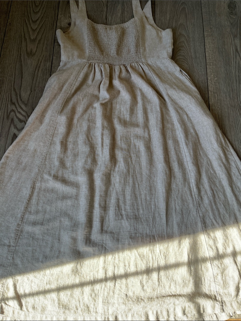 Old Navy Linen Fit And Flare Sleeveless Midi Dress In Flax Size Large - Picture 6 of 7